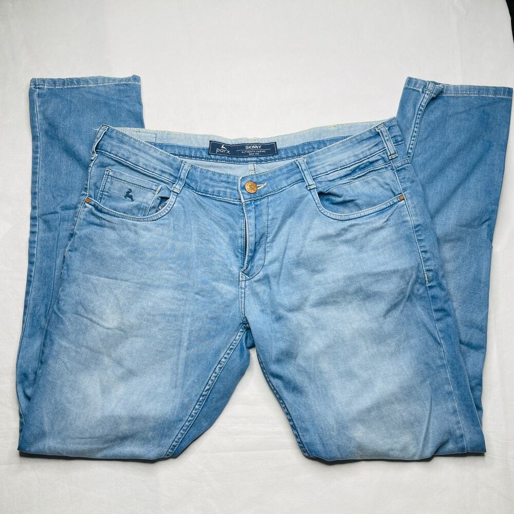 Parx Jeans Mens Light Blue Skinny Fit Authentic Casual Stretch XMYA02018-B4 - Picture 4 of 16